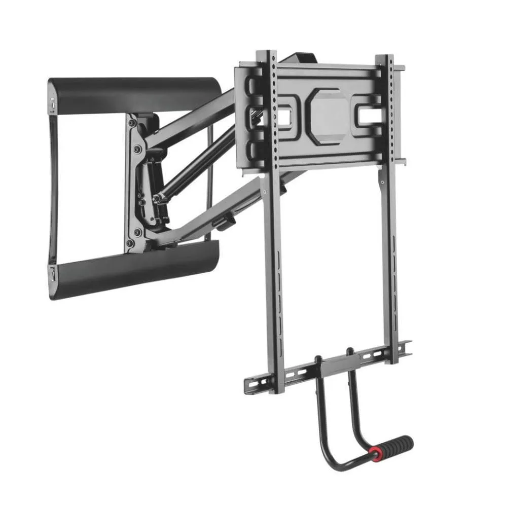 Above-fireplace TV mount with heat-safe hardware